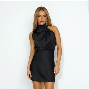 Easy Style Satin Mini Dress Black - XL